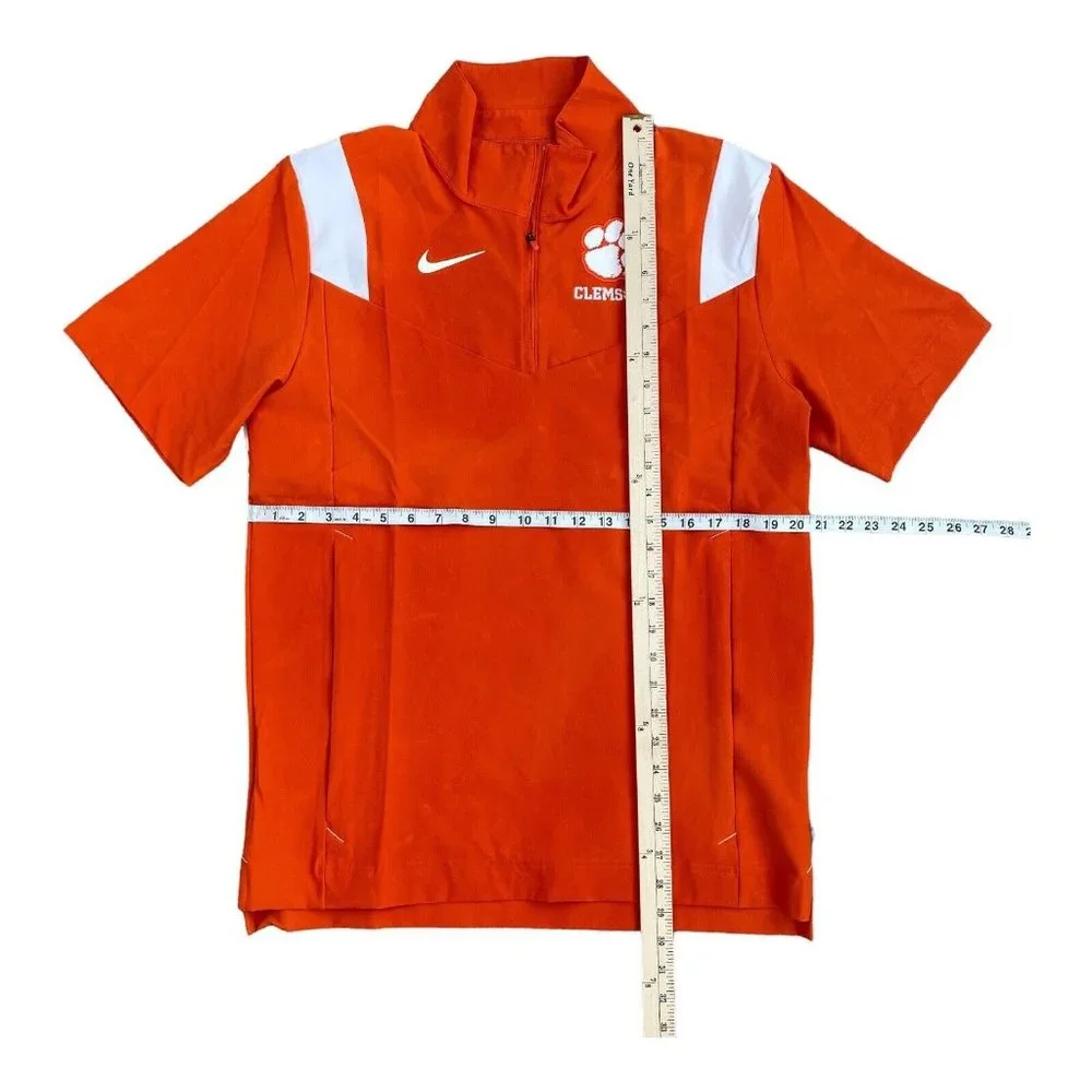 Clemson Tigers Nike On-Field Short Sleeve 1/4 Zip Coach Jacket Orange Size S NWT
